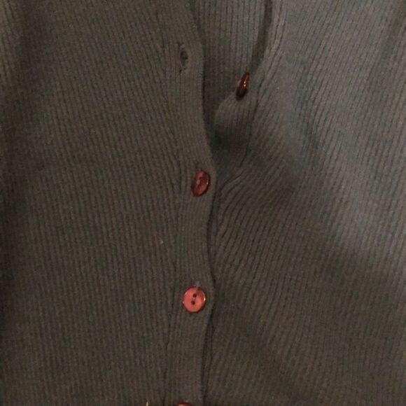 SEMANTICS v neck aquamarine button down sweater - Picture 2 of 7